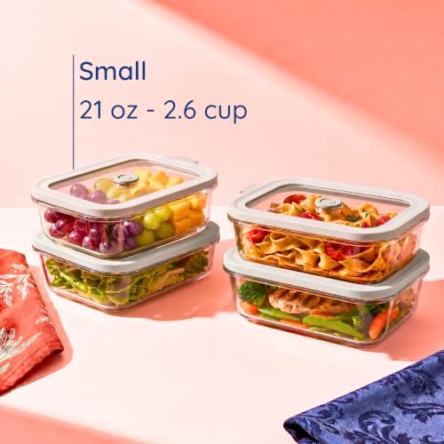 Non Toxic Glass Food Containers with Lids (Gray / 21 Oz)