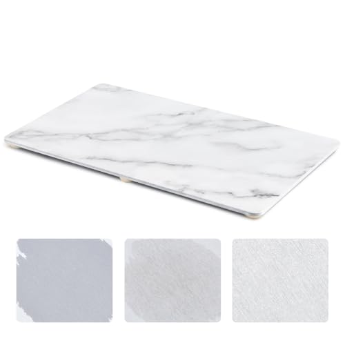 32" x 18" Extra Large Stone Dish Drying Mat for Kitchen (White Marble / 32" x 18")