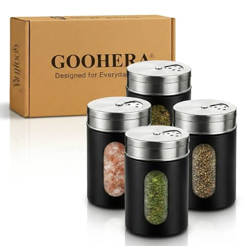 4 Piece Premium Stainless Steel Salt and Pepper Shakers Set