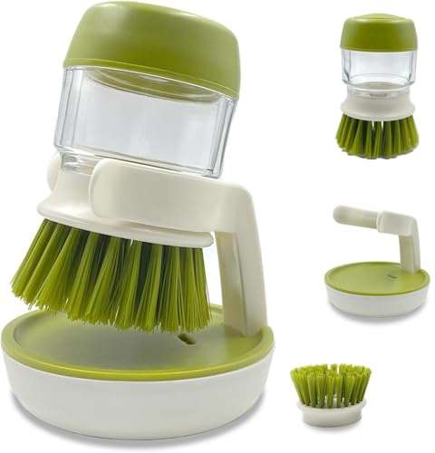 Soap Dispenser Palm Dish Brush with Storage Bracket