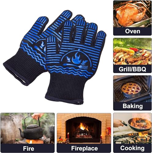 BBQ Gloves 1472°F Extreme Heat Resistant Grill Gloves