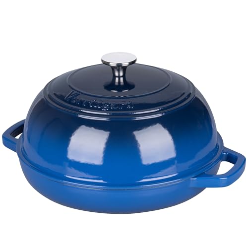 Enameled Cast Iron Dutch Oven Pot with Lid (Blue)