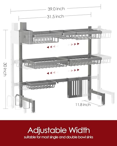 Dish Drying Rack Over The Sink (Gray / XX-Large (3 Tier))