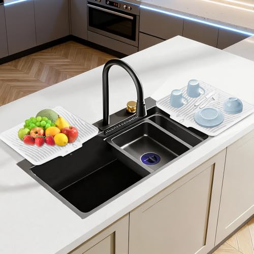 Silicone Dish Drying Mat for Kitchen counter (Ivory-2pcs / 19.7" x 17")