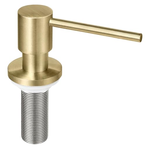 All Brass Soap Dispenser for Kitchen Sink Countertop Sink Soap Dispenser 17 OZ Bottle Built in Refill from The Top with Long Spout
