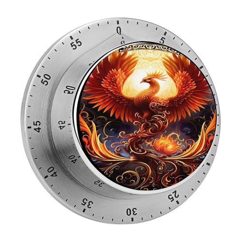 Phoenix with Red Flames Kitchen Timer Mechanical No (Style-2 / One Size)