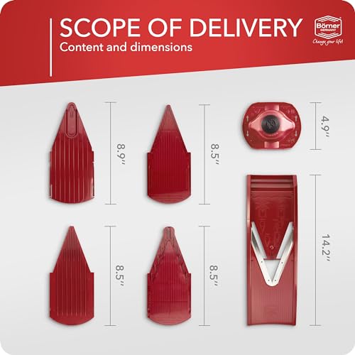 BORNER V Mandoline Slicer Kitchen V1 ClassicLine Starter Set (2. Starter / Red)