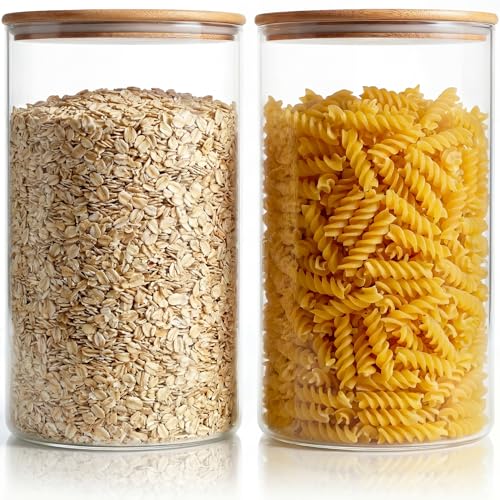 Round Glass Food Storage Containers with Airtight Bamboo Lids