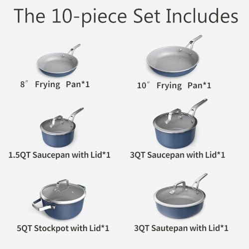 Ceramic Nonstick Cookware Set with Lids