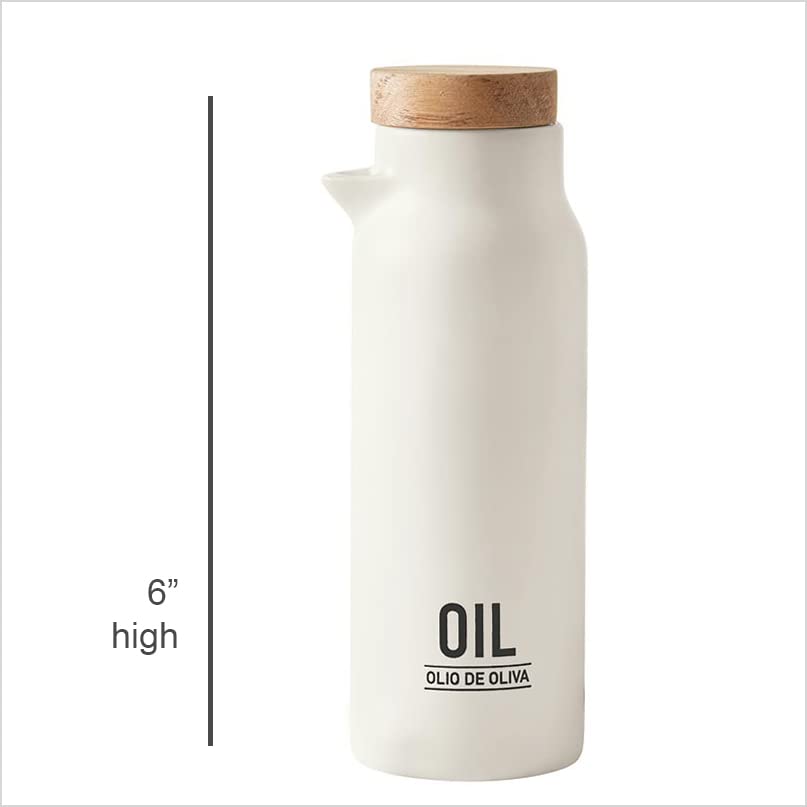 TableSugar Oil and Vinegar Bottle Set Gift Boxed Wood and Ceramic Oil