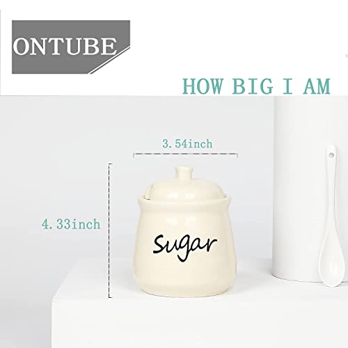 Ceramic Sugar Bowl with Lid and Spoon 12 oz