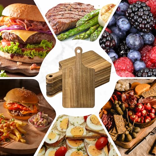 12 Pcs 13 x 7 Inch Acacia Wood Cutting Board with Handle (13"L x 7"W)