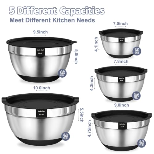 Mixing Bowls with Airtight Lids Set (Black)