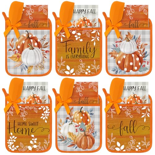 18 Pcs Fall Pot Holders Baking Set with Silicone Spatula (Fall)