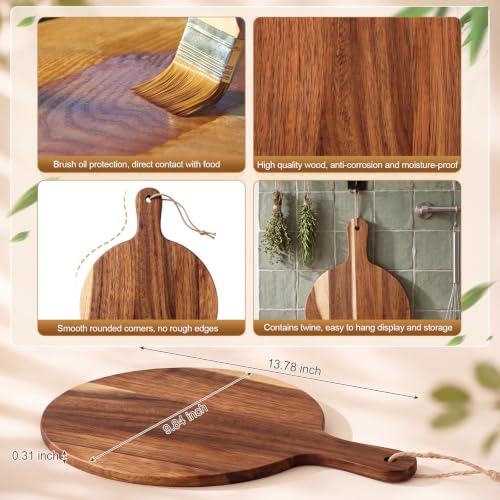 18 Pcs Cutting Board Bulk 13.8" x 9.8" Acacia Wood Chopping Board with Handle Wood Charcuterie Plank Engraving Serving Kitchen Planks for Wedding Housewarming Gift (13.8" X 9.8" / Acacia)