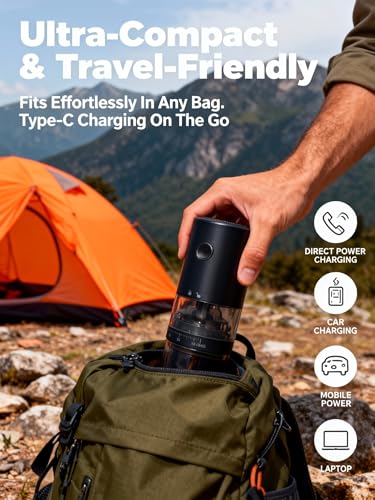 Portable Electric Burr Coffee Grinder (Matte Black)