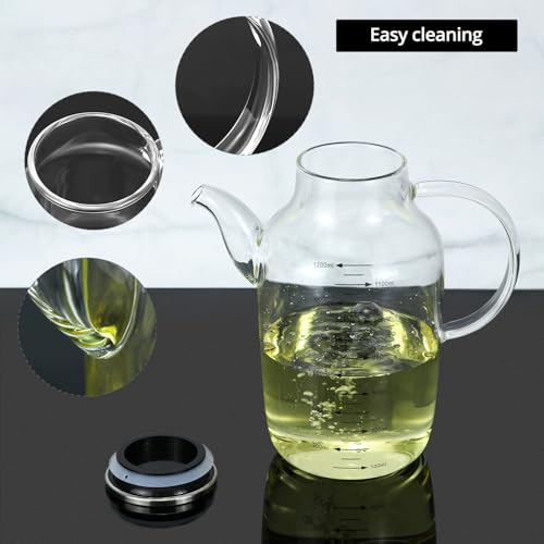 1200ML 40Oz Large Glass Cooking Oil Bottle with Stainless Steel Lid