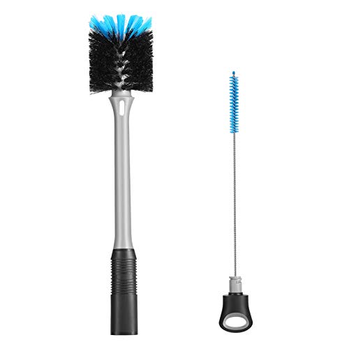 2-in-1 Water Bottle Brush and Straw Cleaner Brush, Long Handle Water Bottle Scrubbing Brush for Water Bottles, Glasswares, Mugs, Flasks, Tumblers and Kitchen Sink