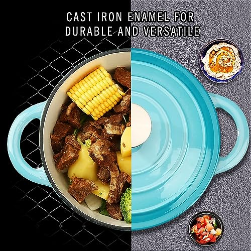 Enameled Cast Iron Dutch Oven (Teal / 5QT)