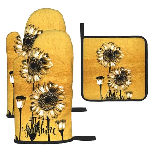Cute Oven Mitts and Pot Holders Sets of 3 Heat Resistant Oven Gloves