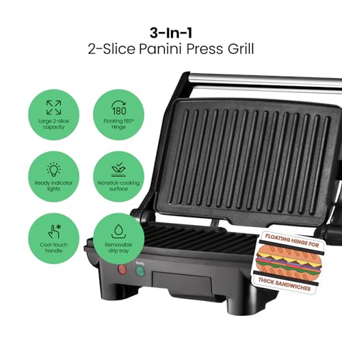 Electric Panini Press Grill and Gourmet Sandwich Maker w