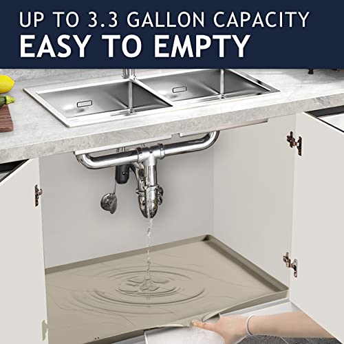 Heavy Duty Silicone Under Sink Mats for Kitchen Waterproof 31" x 22" (Brown / 31'' x 22'' x 1'')