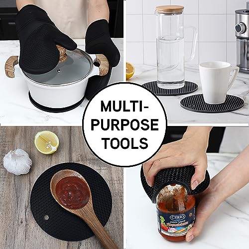 Silicone Oven Mitts (Black / Mitt Set)