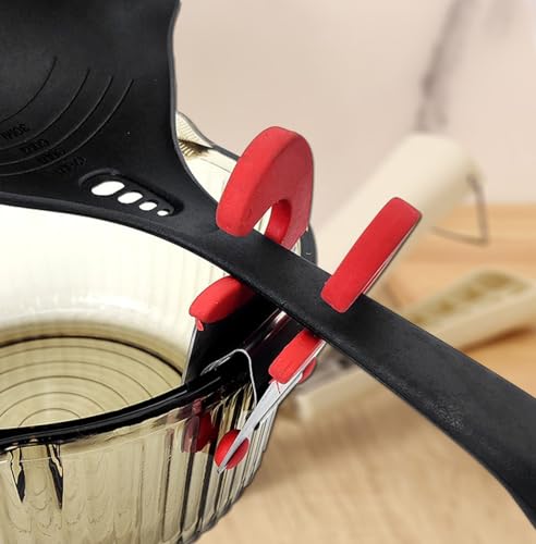 4 Pcs Utensil Pot Clips Silicone Spoon Rest Non