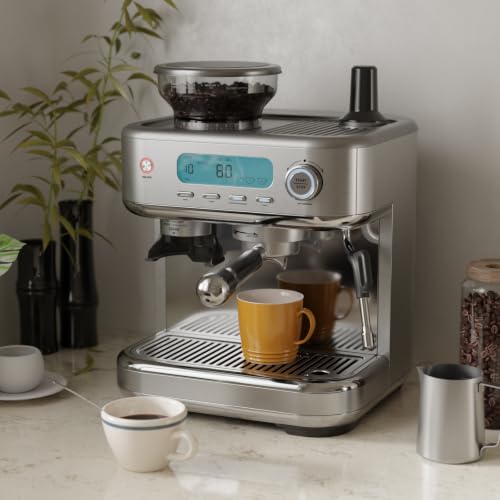 Espresso Machine with Grinder and Steam Wand (Silver)
