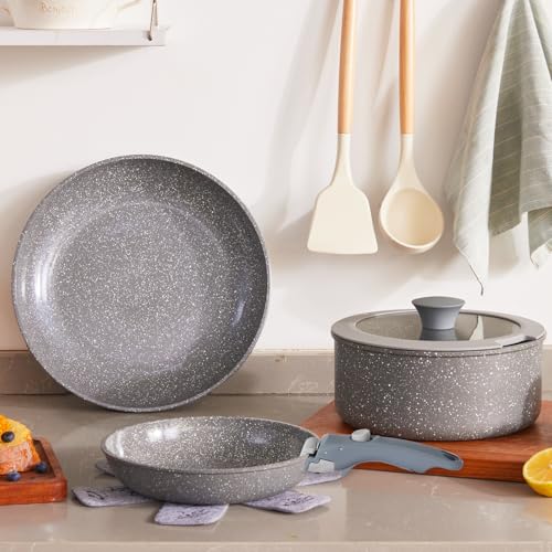 pot and pan set with removable handle