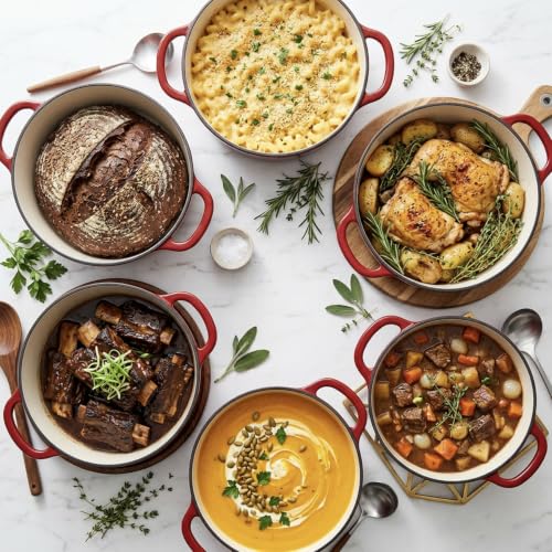 5.7 qt Enameled Cast Iron Dutch Oven Pot with Lid (Cabernet / 5.7 QT)