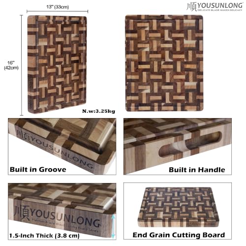 Cutting Board Large End Grain Acacia Wood Mixed With Oak (Acacia L)