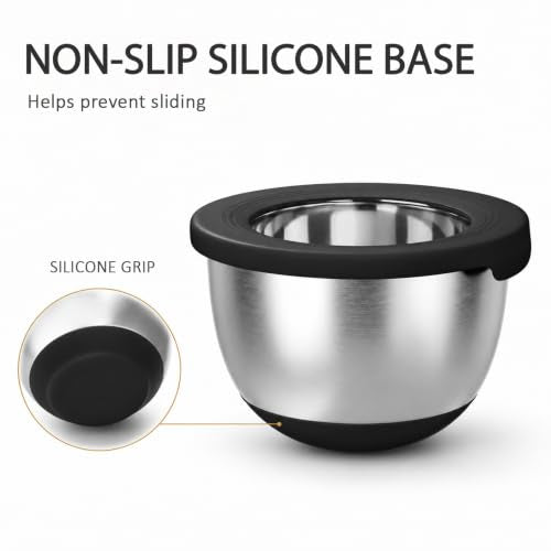 Stainless Steel Mixing Bowls with Lids (Black)