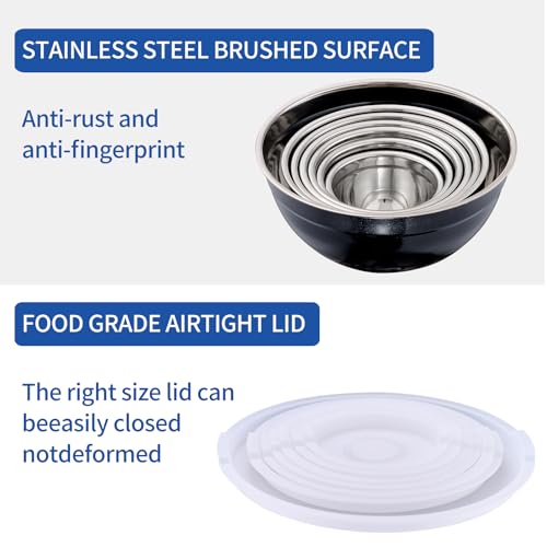 Black Mixing Bowls with Airtight Lids (Black / 7 Pieces)