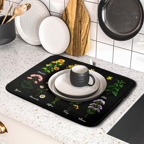 Dish Drying Mat Dishes Pad Absorbent Reversible Dish Drainer Mat Fast Dry Kitchen Counter Accessories