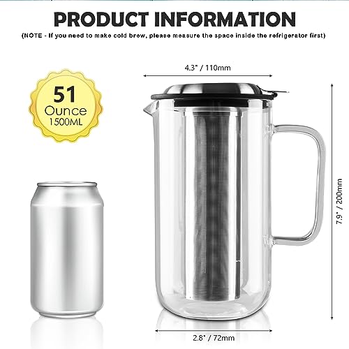 Glass Teapot Pitcher with Removable Infuser for Loose and Blooming Tea