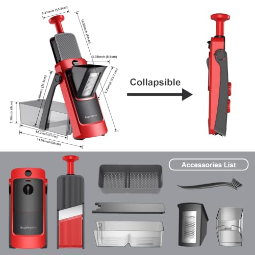Safe Mandoline Slicer for Kitchen (4V RED)