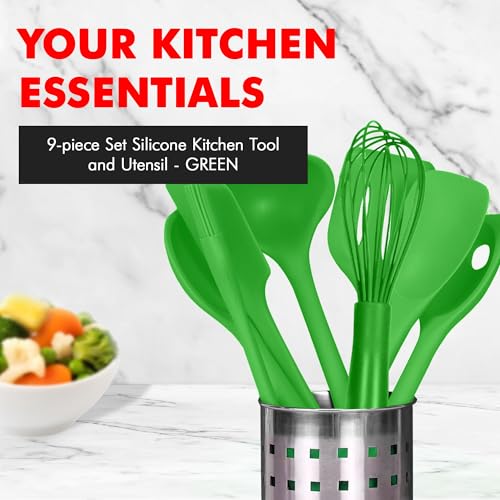 9 Piece Green Premium Silicone Kitchen Tool Set (9 Piece Set / Green)