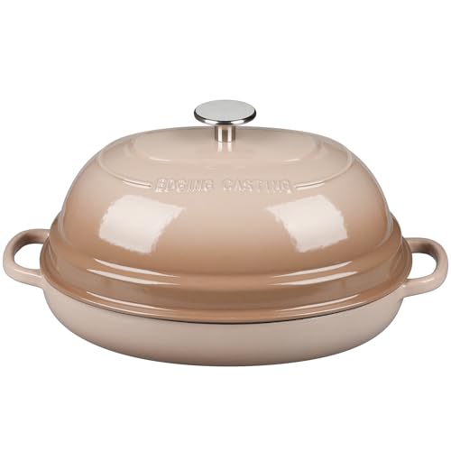 Enameled Oval Cast Iron Dutch Oven Pot with Lid (Mocha)