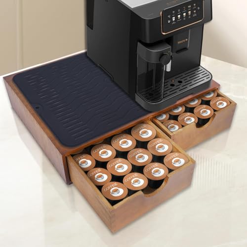 Wooden Coffee Pod Holder with Silicone Non