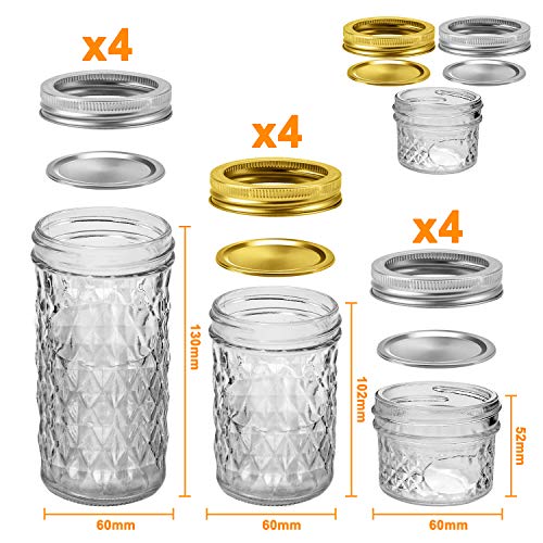 Mason Jars 8 OZ Mason Jars Canning Jars Jelly Jars With Regular Lids and Bands