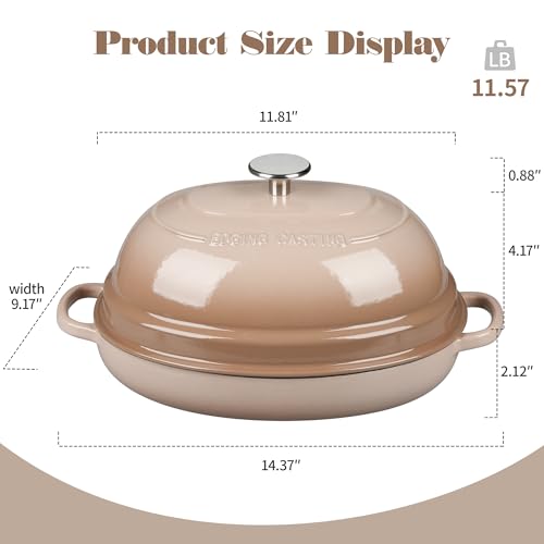 Enameled Oval Cast Iron Dutch Oven Pot with Lid (Mocha)