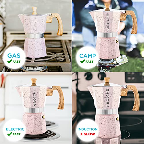 Milano Stovetop Espresso Maker Moka Pot 9 espresso Cup 15.2 oz Pink (9 espresso cups / Pink)