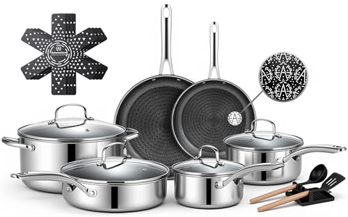17 Pcs Hybrid Nonstick Stainless Steel Cookware Set