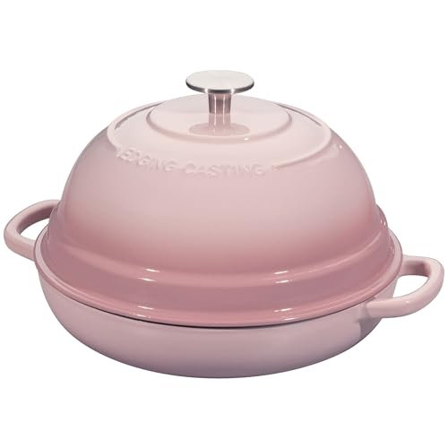 Enameled Cast Iron Dutch Oven Pot with Lid (Pink)