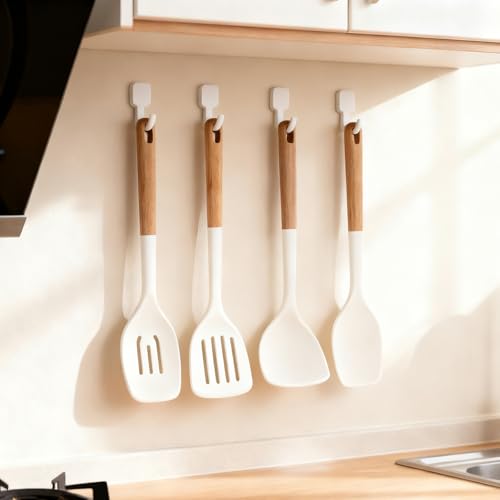 Silicone Kitchen Utensils Set of 4 (Large 4-Piece Set / White)