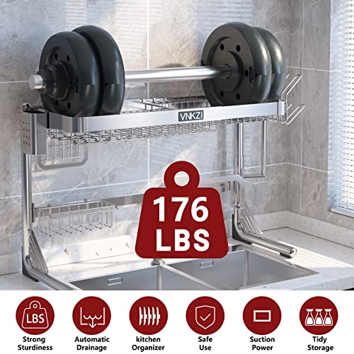 Over Sink Dish Drying Rack (Silver / 2 Tier)