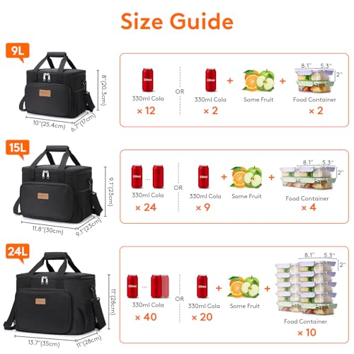 Large Lunch Bag Insulated Lunch Box Soft Cooler Cooling Tote for Adult Men Women