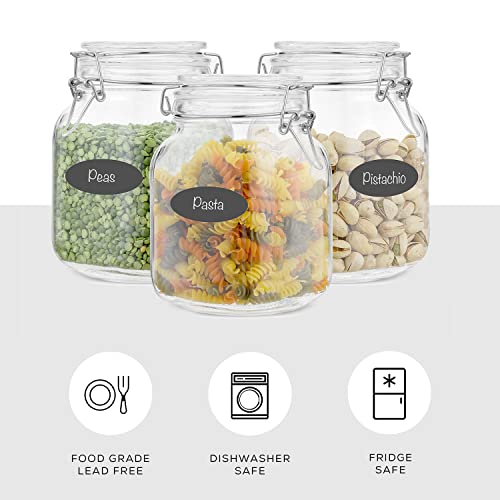 Glass Jars With airtight Lids. 3PC Set of Airtight Storage Jars with Clamp Lids