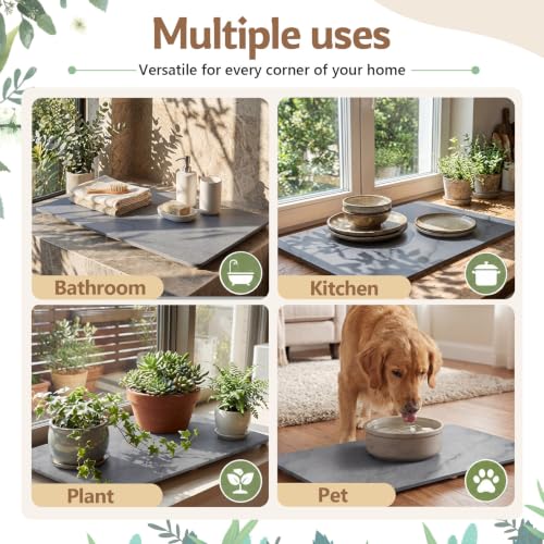 24" X 16" Extra Large Stone Dish Drying Mat for Kitchen (Gray / 24" x 16")